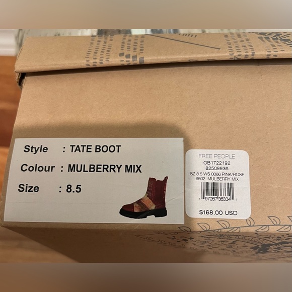New In Box- Free People- Chelsea Tate Boot- Mulberry Mix- Size 8.5 - Picture 14 of 15
